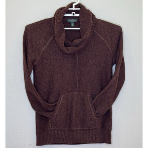 Lauren Jeans Co Ralph Lauren Cowl Neck Sweater Womens Size Large Brown Pocket